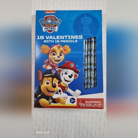 🏖 16 Paw Patrol Valentine's Cards with Pencils - Picture 1 of 2